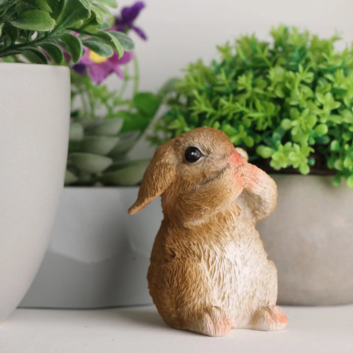 3Pcs Resin Rabbit Figurines Mini Farm Animal Decor Craft Gift Set