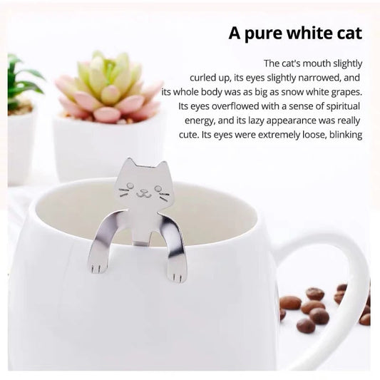 4pc Stainless Steel Mini Cat Kitten Coffee Tea Dessert Spoons Set