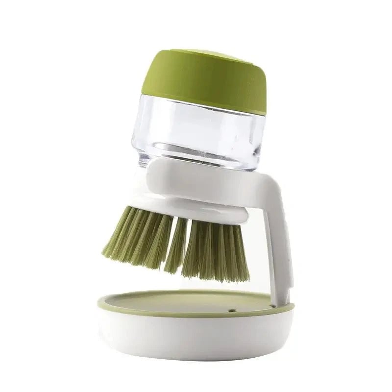 Soap Dispensing Dish Brush Multi-Use Kitchen Scrub Brush with Tray