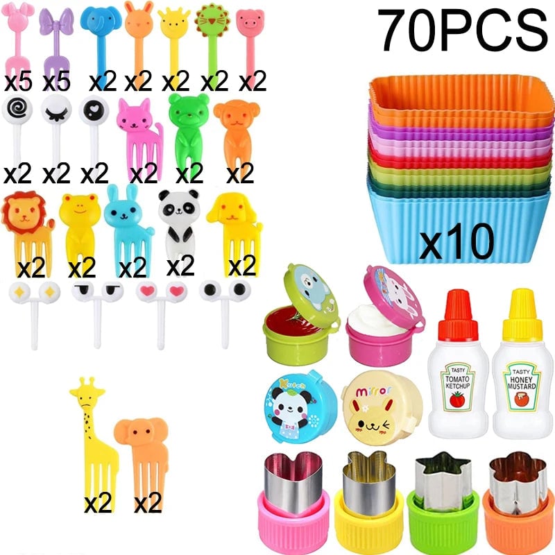 Mini Animal Fruit Forks Kids Set Silicone Vegetable Cutter Dividers