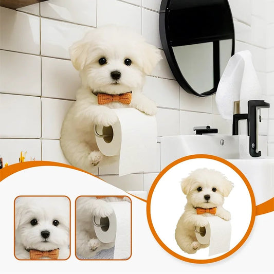 Resin Dog Tissue Holder - Toilet Paper Dispenser Bathroom Decor