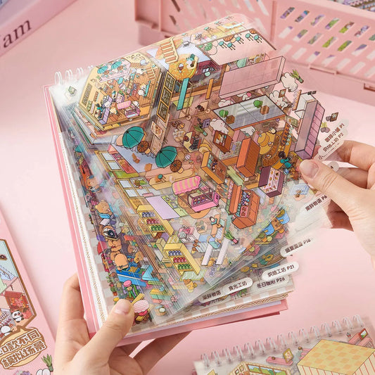 49pcs Sunny Town DIY Miniature Scene Stickers Book Students Craft