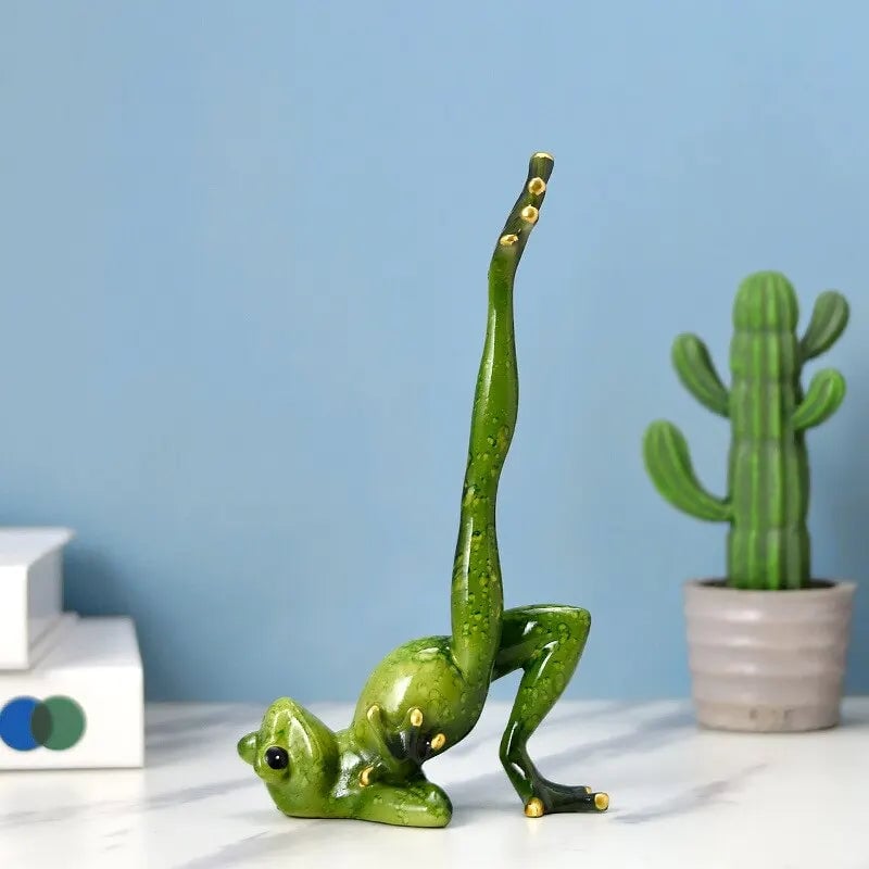 Rustic Resin Yoga Frog Desktop Decoration Bookcase Ornament