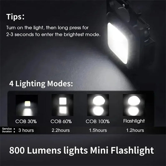 Mini LED COB Keychain Flashlight USB Rechargeable Aluminum Alloy