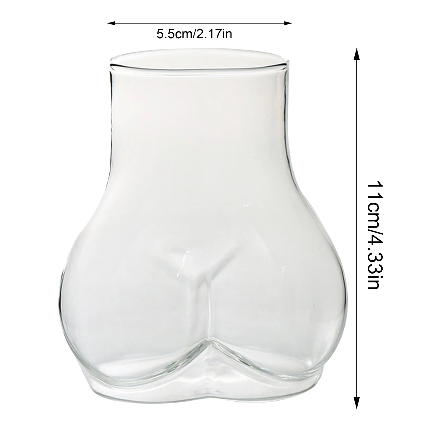 450ml Borosilicate Glass Butt Shaped Mug - Transparent Drinking Cup