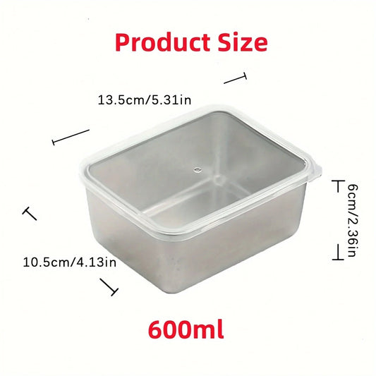 6-Piece Stainless Steel Food Storage Containers - Leakproof & Stackable