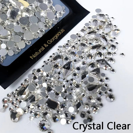 150pcs Glass Rhinestones + 20pcs Shaped Beads Nail Art DIY Kit