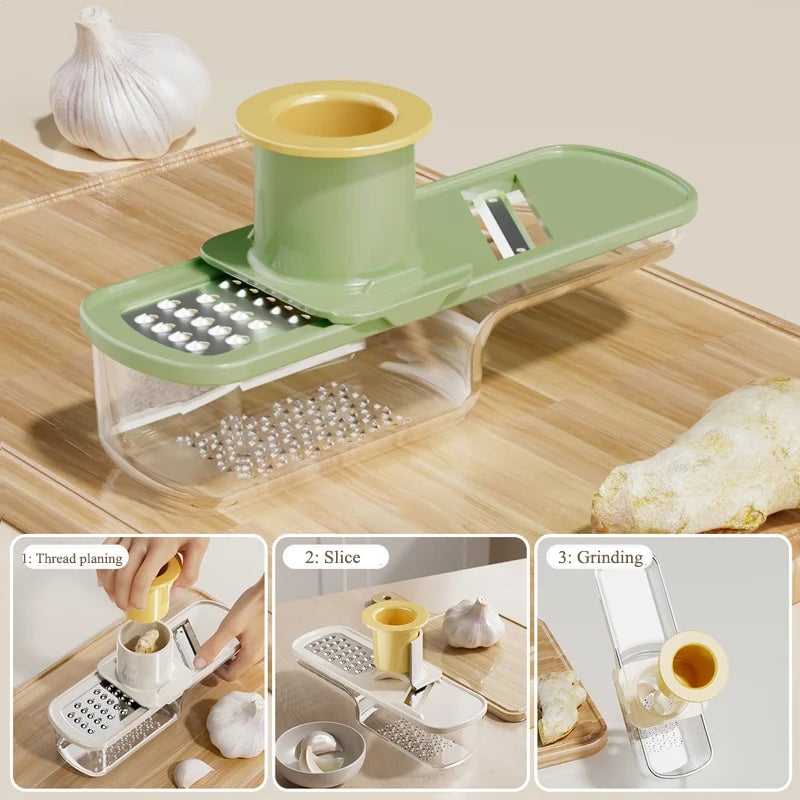 3in1 Manual Garlic Ginger Grinder Press - Spice Herb Crusher Tool