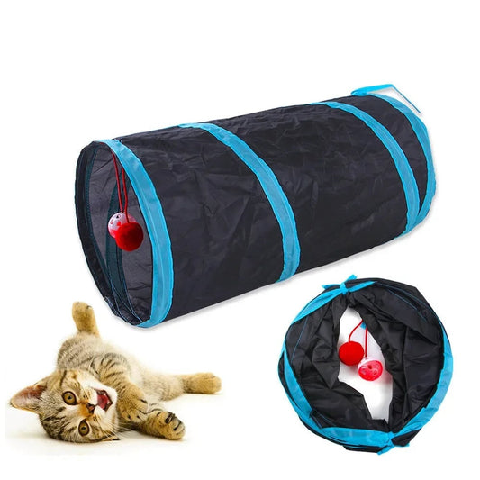 Foldable Cat Tunnel with Crinkle Paper - S Shape Play Tunnel