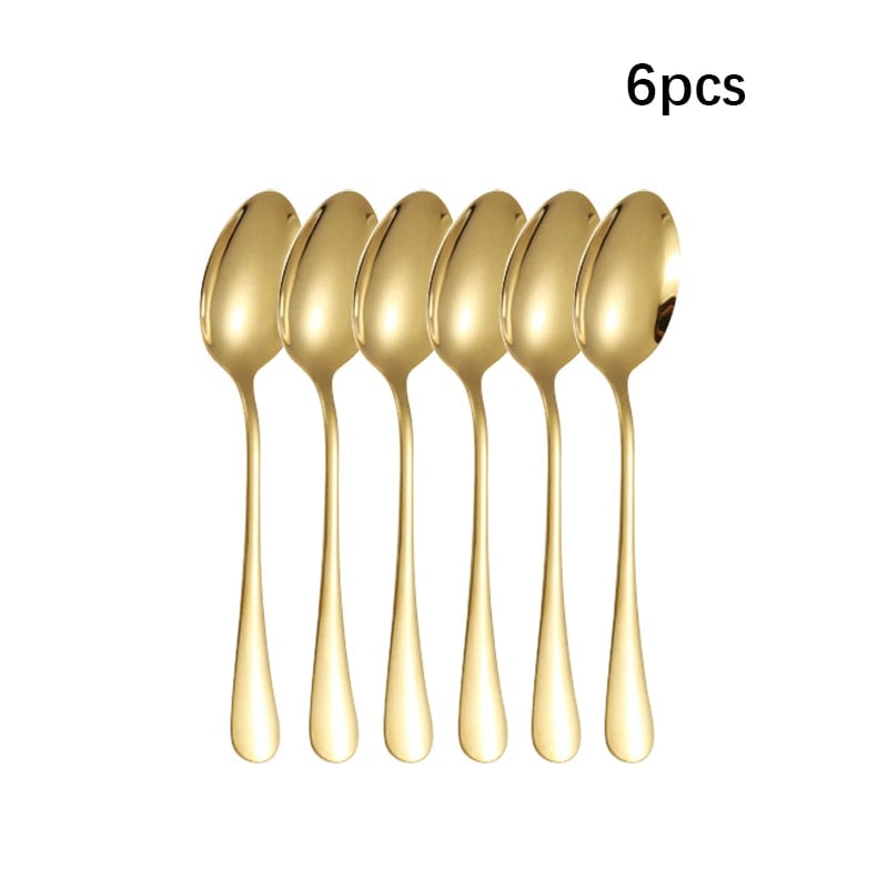 Golden Stainless Steel Cutlery Set - Thickened Hotel Grade Flatware