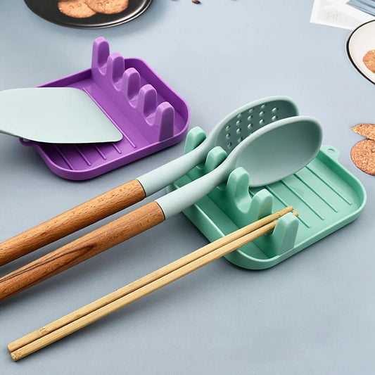 Non-Slip Kitchen Organizer Shelf - Pot Lids, Spoons & Chopsticks Rest