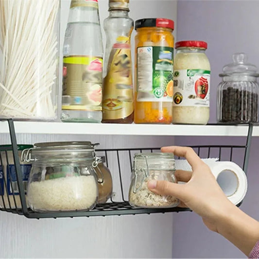 Iron Perforated Hanging Storage Basket Multi-Function Kitchen Bath