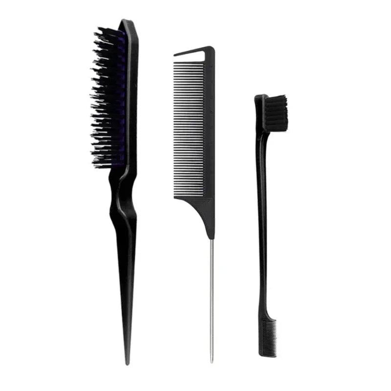 3-Piece Teasing Comb Set - Triple Rat Tail Hair Styling Tools