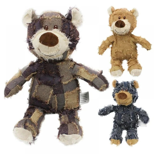 Interactive Plush Teddy Bear Dog Toy with Sound & Teeth Cleaning