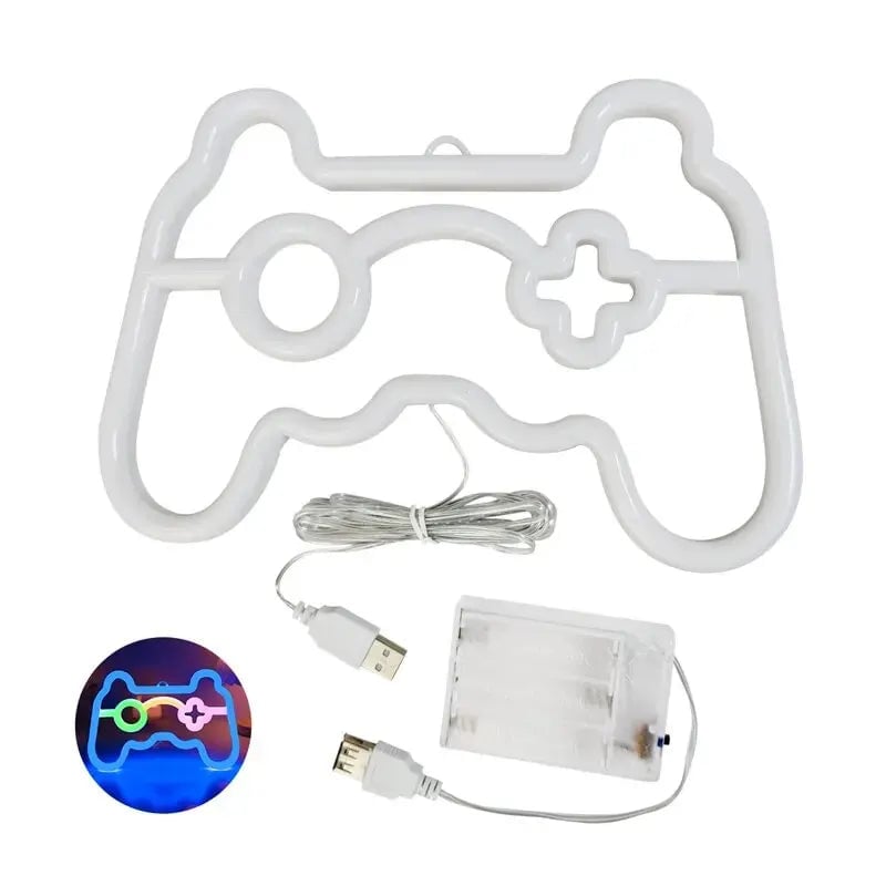 LED Game Controller Neon Sign Light - USB/Battery Gaming Room Decor