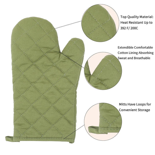 4-Piece Insulated Oven Gloves Set - Heat Resistant Kitchen Gloves