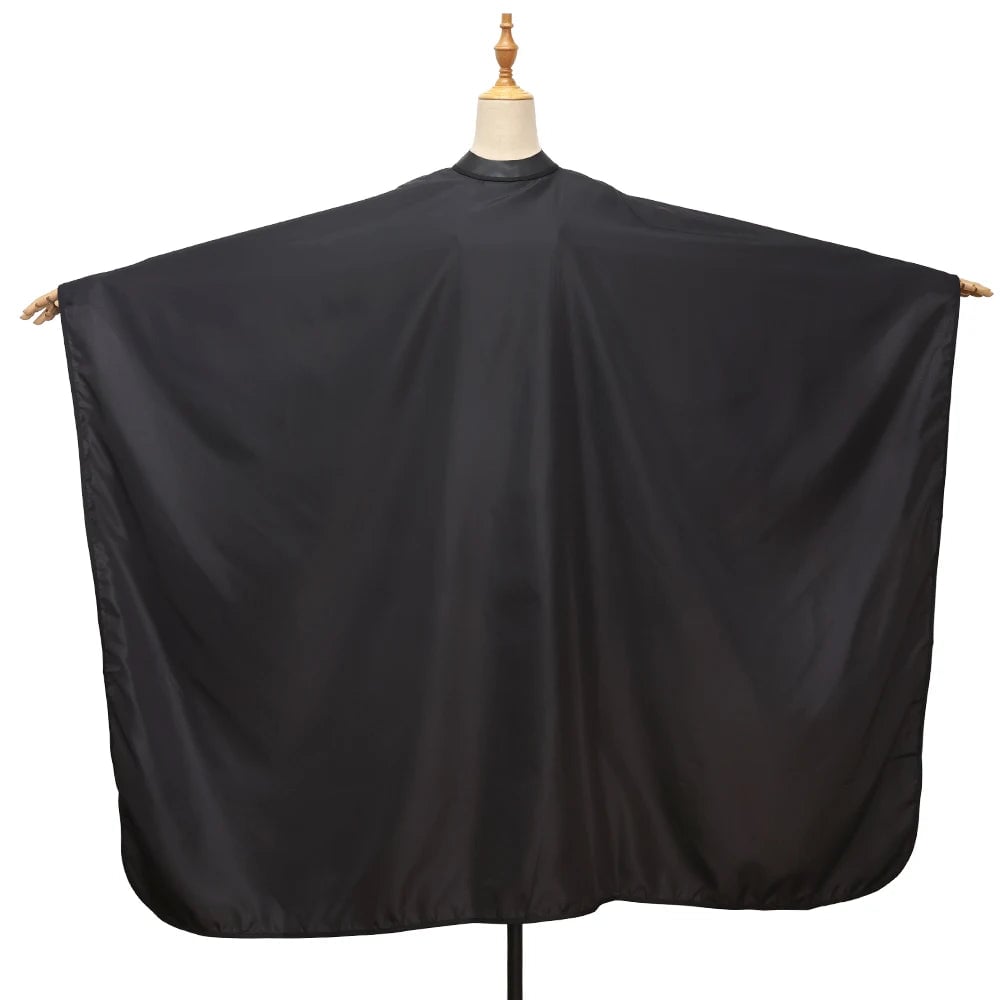 Waterproof Silicone Neckline Hairdressing Cape Black Barber Gown