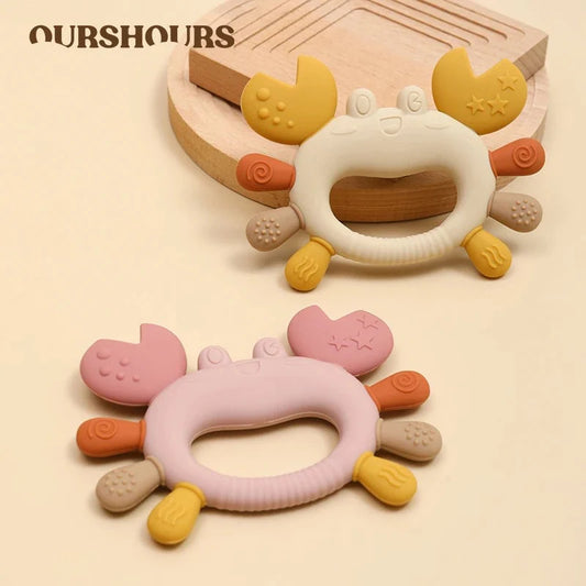 BPA-free silicone crab teething toy for soothing a teething baby