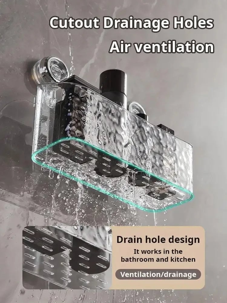 Suction Cup Corner Bathroom Shelf - Wall Mount Shower Organizer