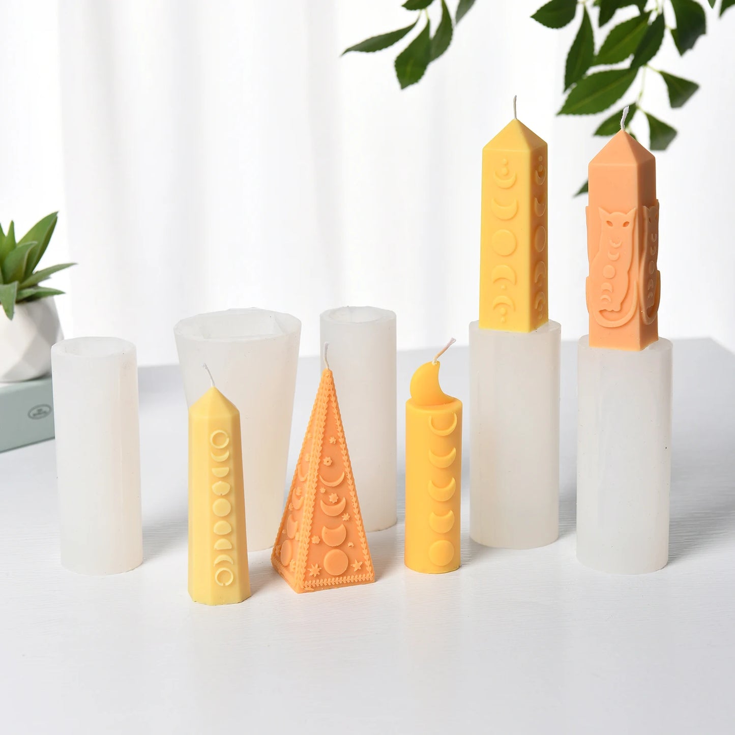 Triangle Silicone Candle Mold Moon Star Pattern DIY Pillar Making
