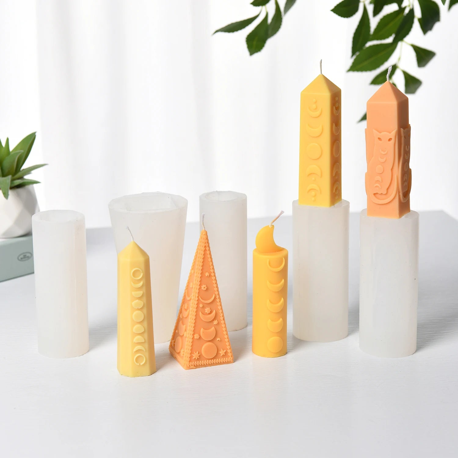 Triangle Silicone Candle Mold Moon Star Pattern DIY Pillar Making