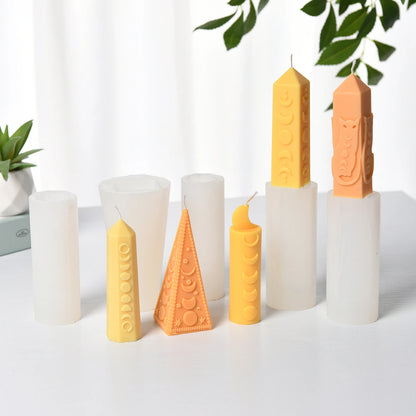 Triangle Silicone Candle Mold Moon Star Pattern DIY Pillar Making