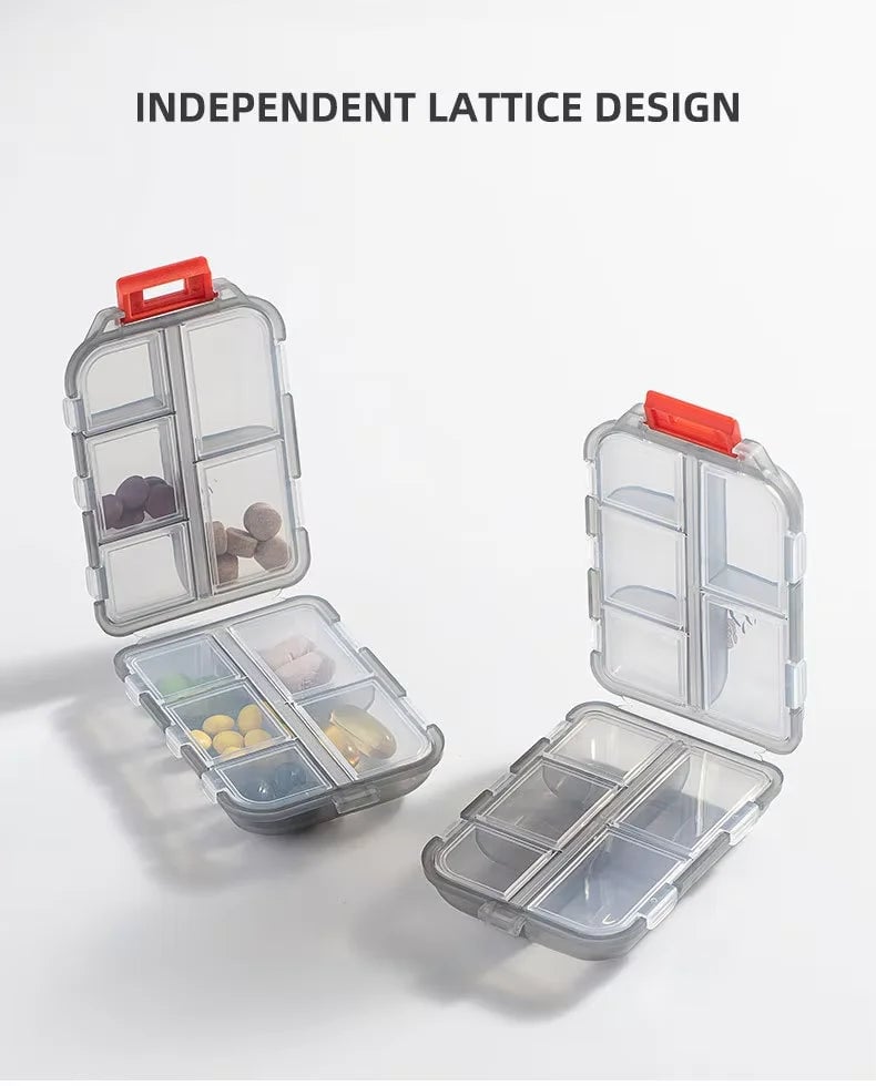 Double Layer 10 Cell Portable Pill Box Transparent Medicine Storage