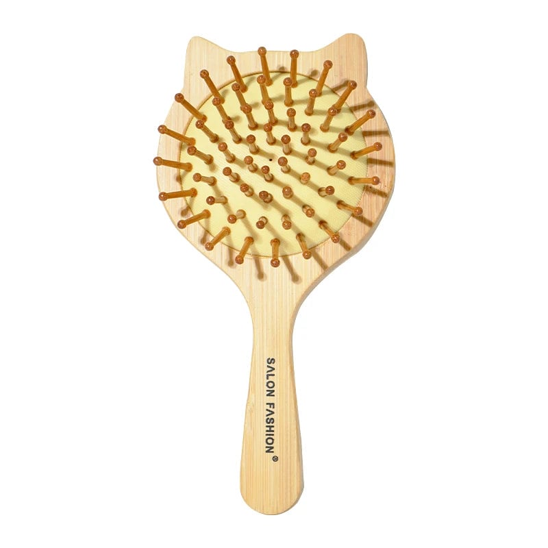 Bamboo Hair Brush Anti-Static Wooden Comb Air Cushion Detangler