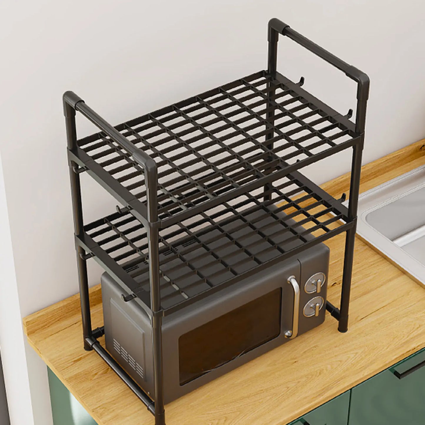 Multi-Layer Kitchen Countertop Storage Rack Microwave Shelf Organizer