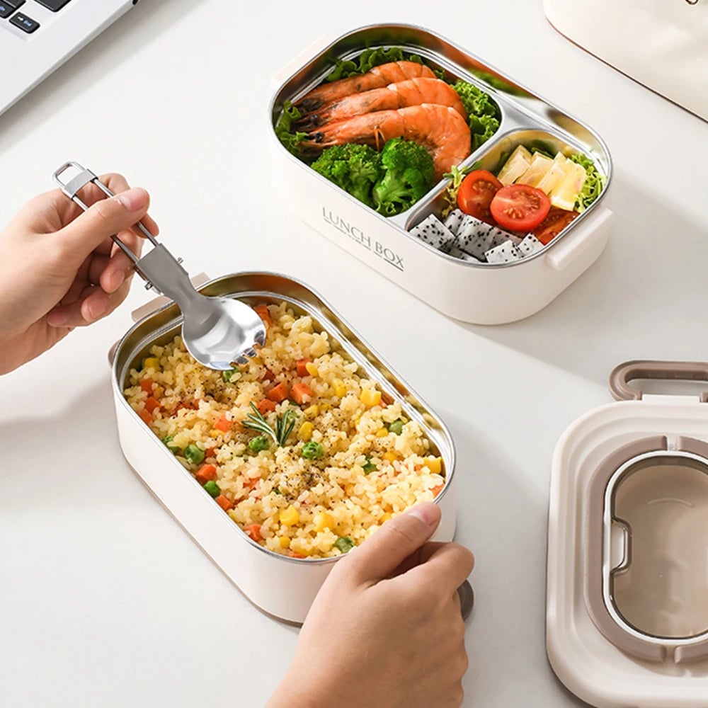 3-Layer 304 Stainless Steel Lunch Box - Leak Proof, Portable Handle