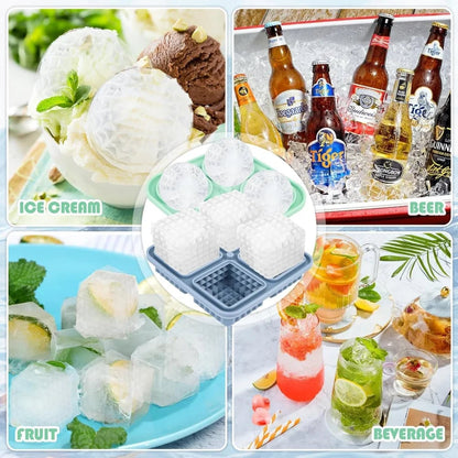 Silicone Ice Sphere Mold Tray with Lid - 6 Large Whisky Balls