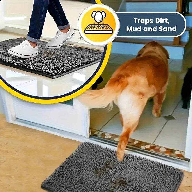 Microfiber Dog Door Mat - Quick Dry Non-Slip Muddy Paws Absorber