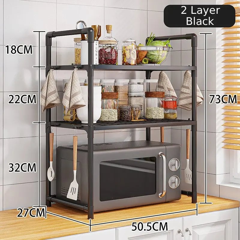 Multi-Layer Kitchen Countertop Storage Rack Microwave Shelf Organizer