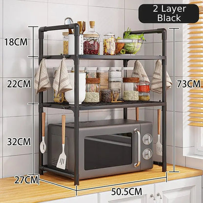 Multi-Layer Kitchen Countertop Storage Rack Microwave Shelf Organizer
