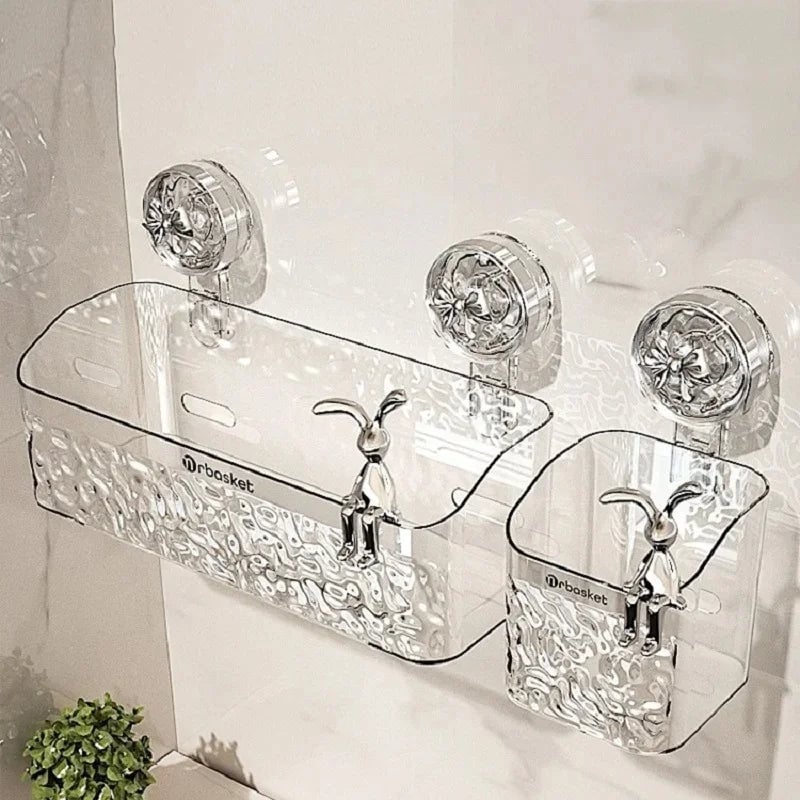 Suction Cup Corner Bathroom Shelf - Wall Mount Shower Organizer