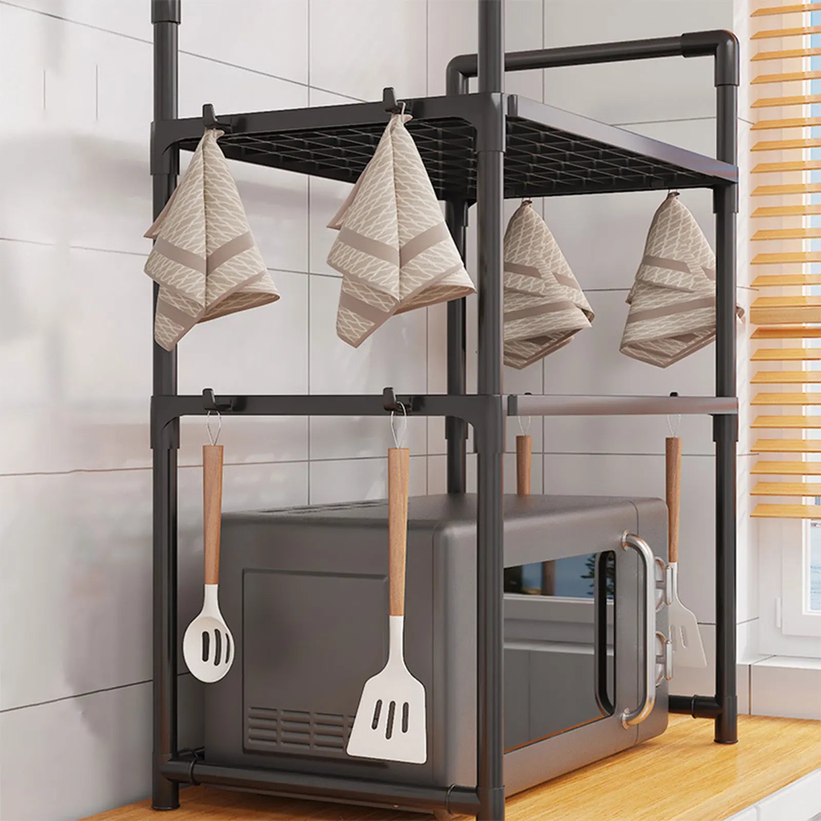 Multi-Layer Kitchen Countertop Storage Rack Microwave Shelf Organizer