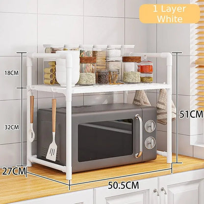 Multi-Layer Kitchen Countertop Storage Rack Microwave Shelf Organizer