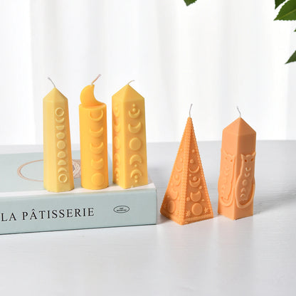 Triangle Silicone Candle Mold Moon Star Pattern DIY Pillar Making