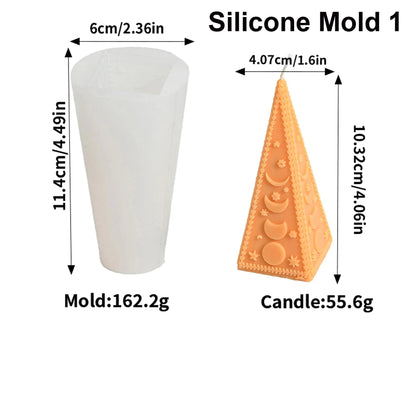 Triangle Silicone Candle Mold Moon Star Pattern DIY Pillar Making