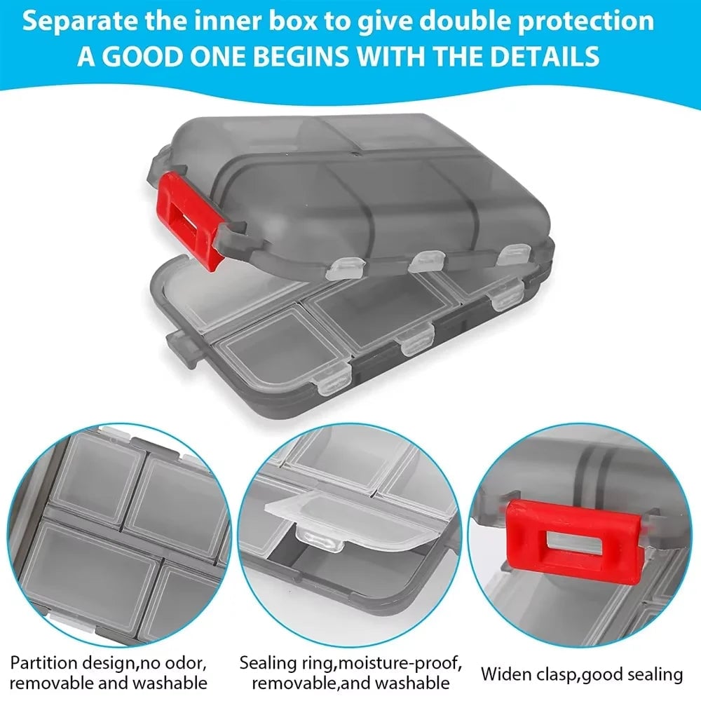Double Layer 10 Cell Portable Pill Box Transparent Medicine Storage