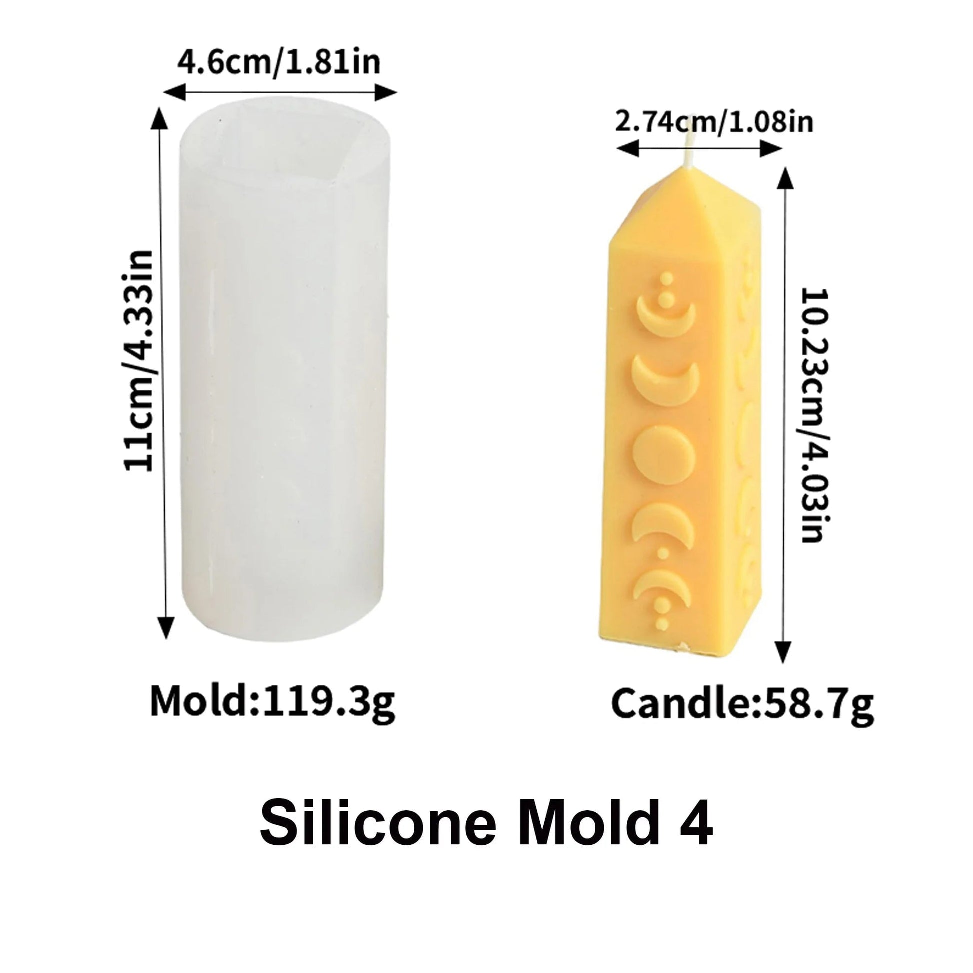 Triangle Silicone Candle Mold Moon Star Pattern DIY Pillar Making
