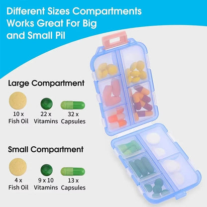 Double Layer 10 Cell Portable Pill Box Transparent Medicine Storage