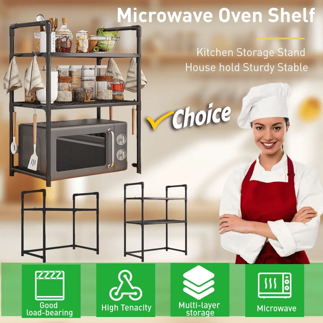 Multi-Layer Kitchen Countertop Storage Rack Microwave Shelf Organizer