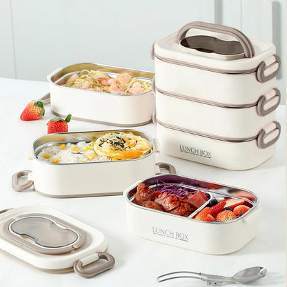 3-Layer 304 Stainless Steel Lunch Box - Leak Proof, Portable Handle