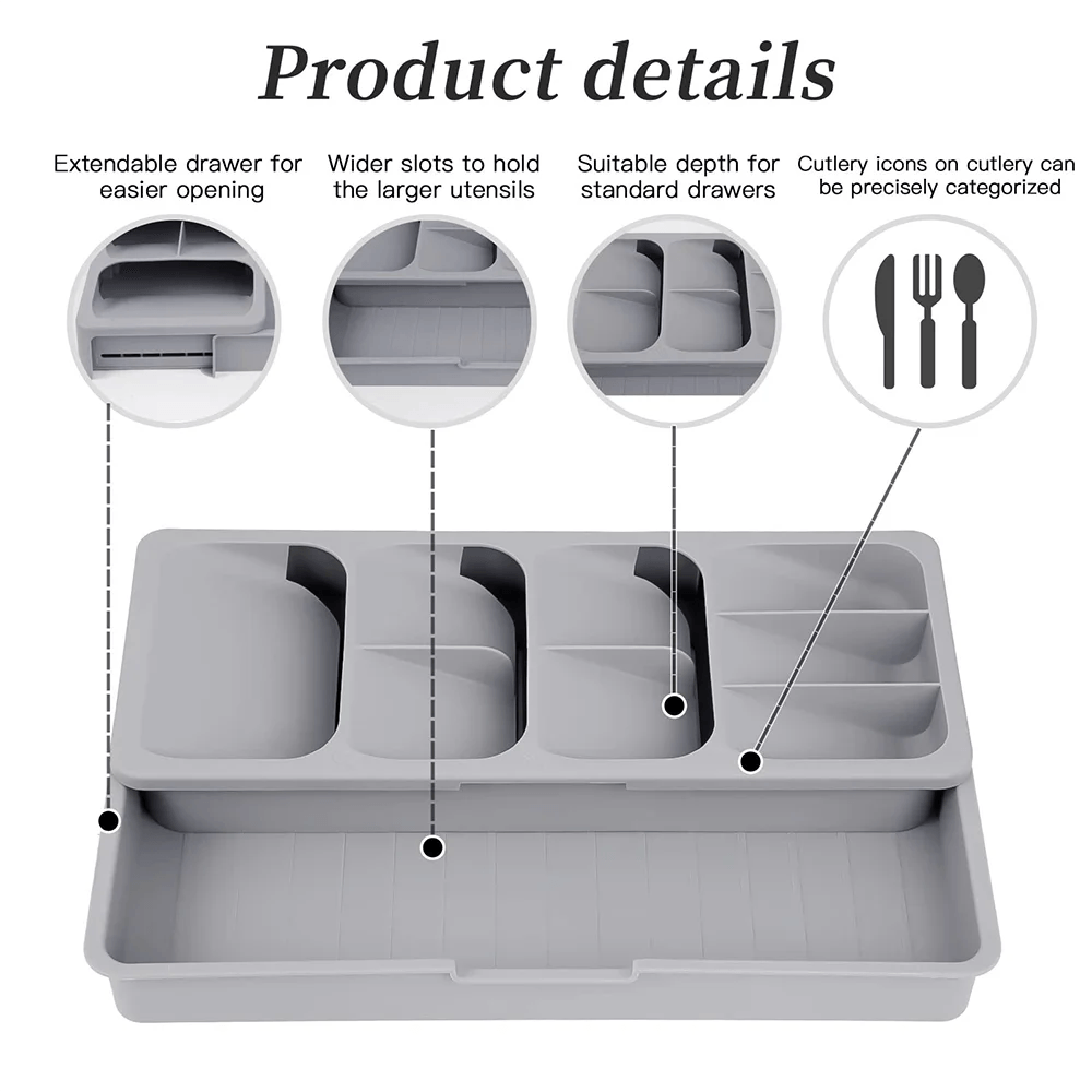 Adjustable Multifunctional Kitchen Cutlery Organizer Drawer Insert