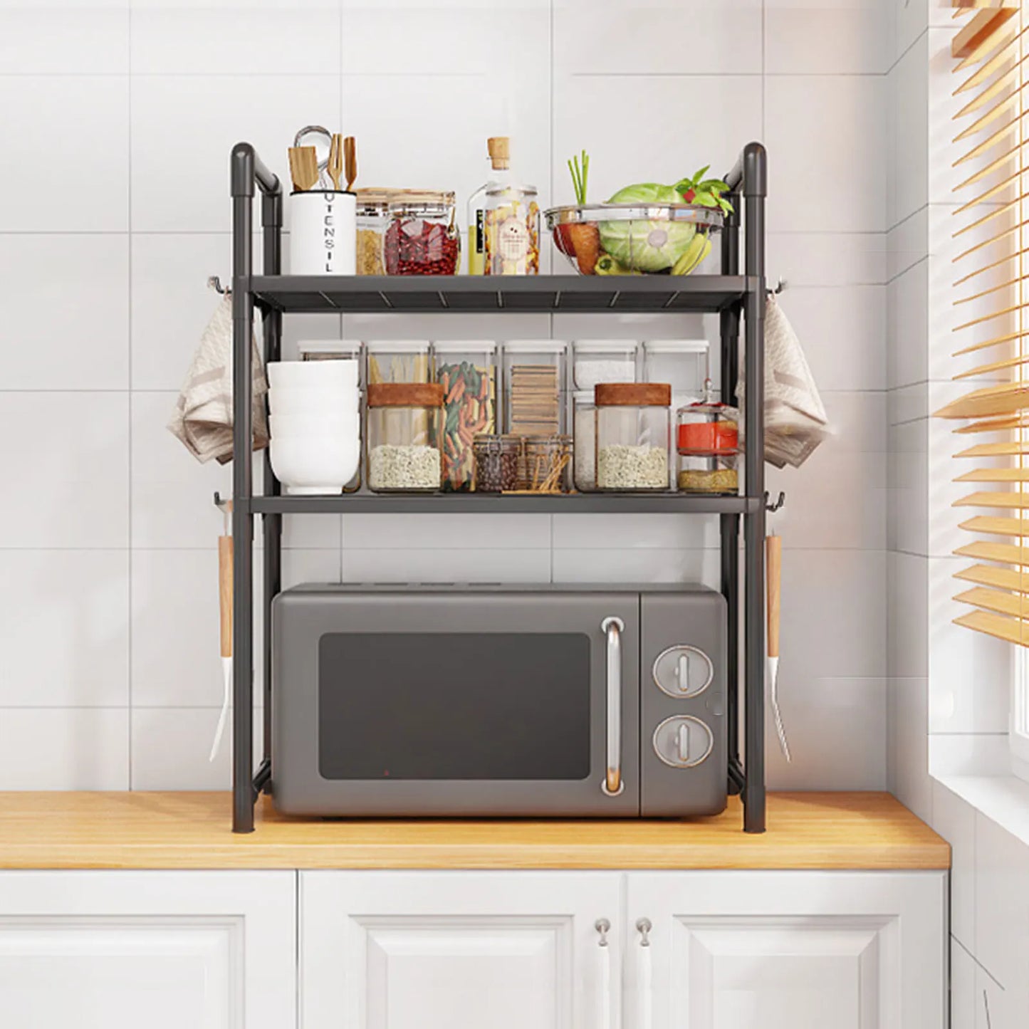Multi-Layer Kitchen Countertop Storage Rack Microwave Shelf Organizer