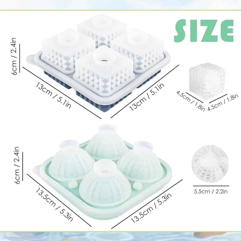 Silicone Ice Sphere Mold Tray with Lid - 6 Large Whisky Balls