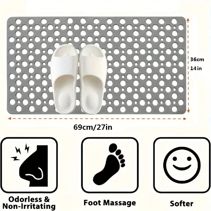Anti-Slip Shower Mat with Drainage Holes & Massage Points - PVC