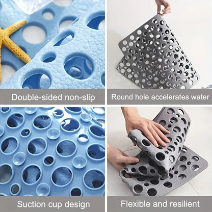 Anti-Slip Shower Mat with Drainage Holes & Massage Points - PVC