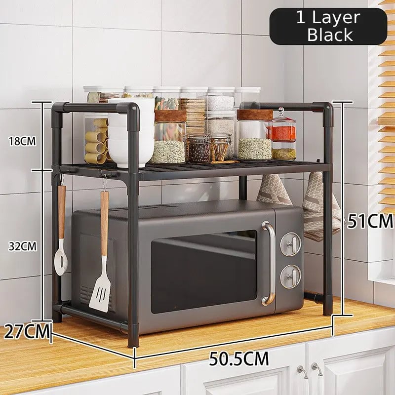 Multi-Layer Kitchen Countertop Storage Rack Microwave Shelf Organizer